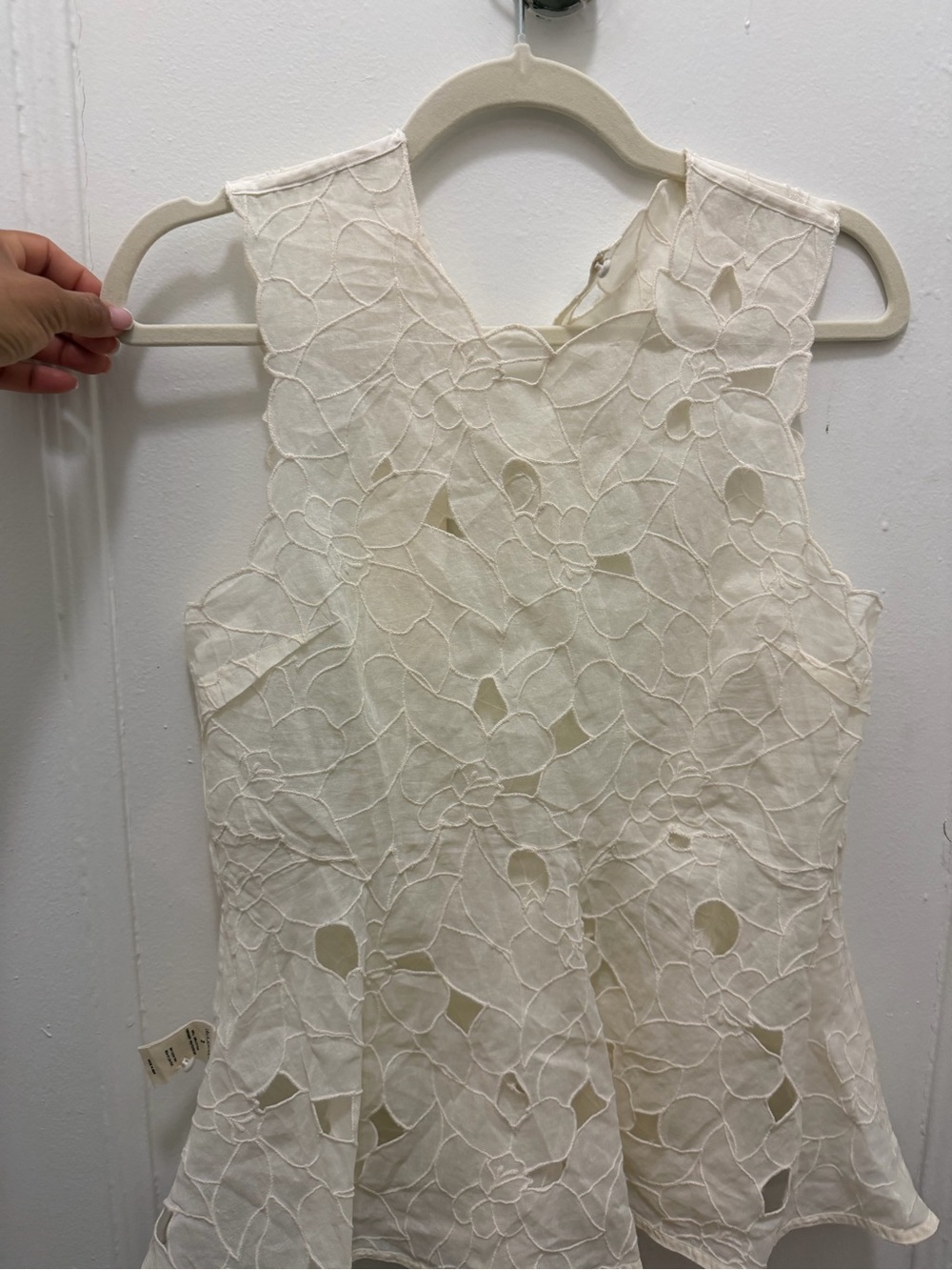 Ulla Johnson White Floral Eyelet Peplum Camisole - Picture 5 of 6
